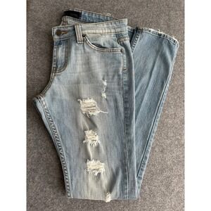 JET John Eshaya Jeans Women 4 Made In USA Blue Distressed Low Rise Grunge Y2K